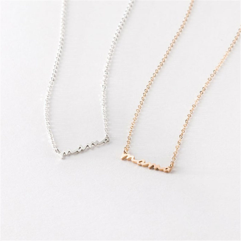 Sotiya Polished Letter Mama Necklace Sterling Silver-Sotiya