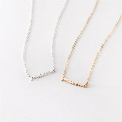 Sotiya Polished Letter Mama Necklace Sterling Silver-Sotiya