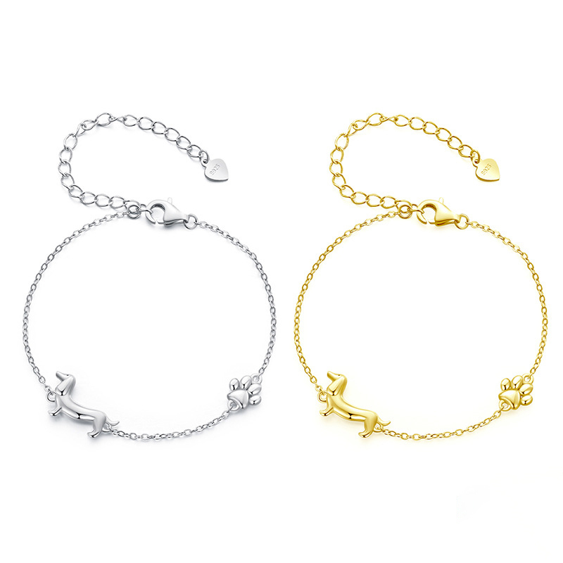 Sotiya Cute Dachshund Dog Paw Bracelet Sterling Silver-Sotiya