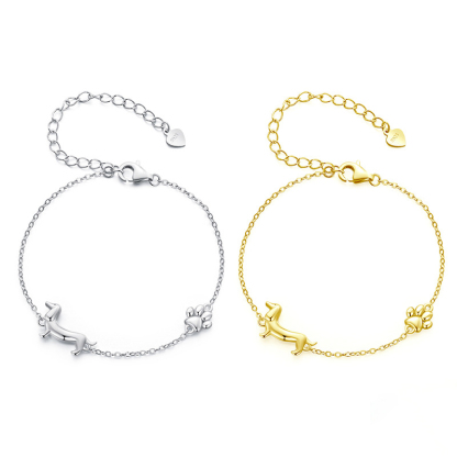Sotiya Cute Dachshund Dog Paw Bracelet Sterling Silver-Sotiya