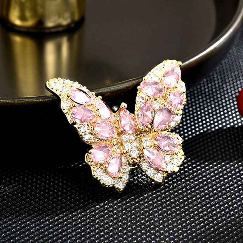 Sotiya Pink Butterfly Magnetic Clasp Brooch-Sotiya