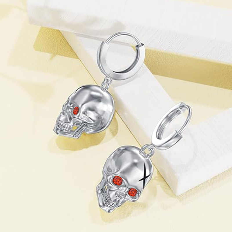 Sotiya Skull Hoop Earrings Sterling Silver-Sotiya