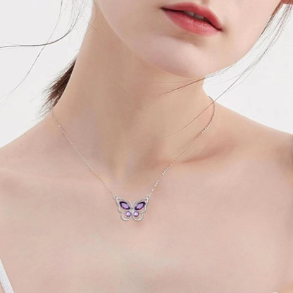 Sotiya Amethyst Purple Butterfly Pendant Necklace Sterling Silver-Sotiya