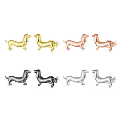Sotiya Cute Dachshund Dog Stud Earrings Sterling Silver-Sotiya