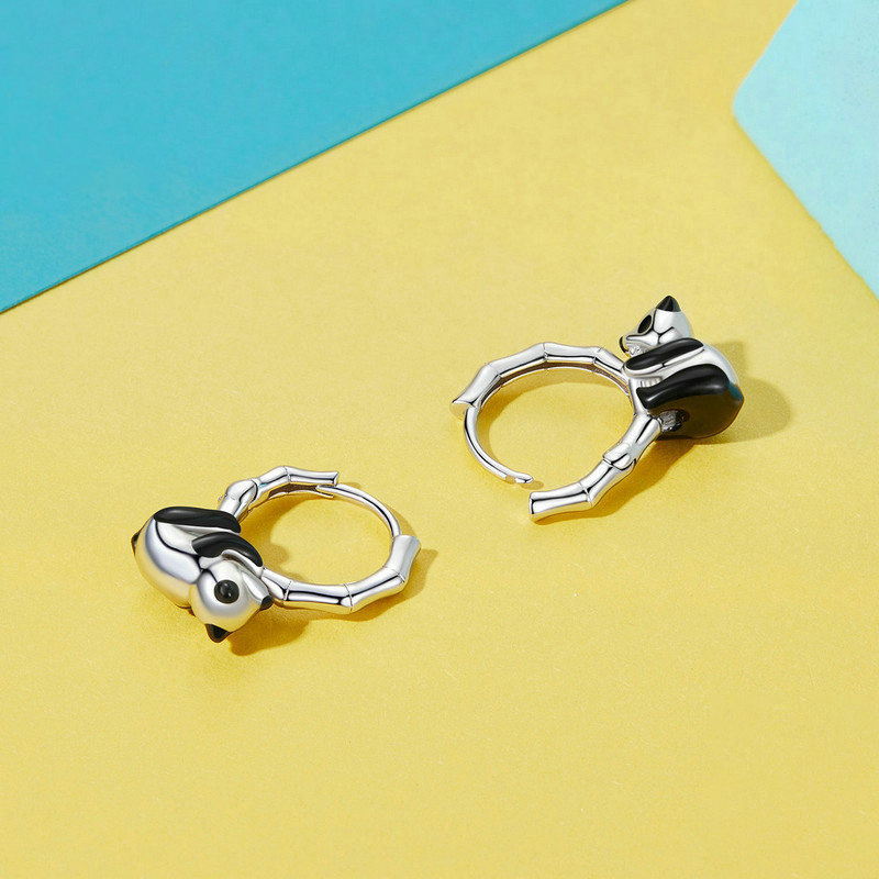 Sotiya Cute Panda Hoop Earrings Sterling Silver-Sotiya