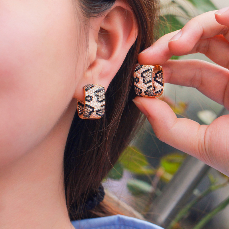 Sotiya Leopard Print Design Hoop Earrings-Sotiya