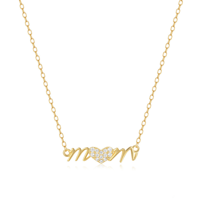 Sotiya MOM Letter Heart Necklace Sterling Silver-Sotiya