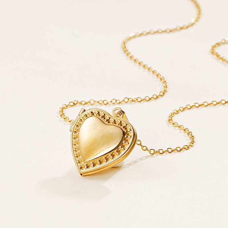 Sotiya Heart Shape Personalized Photo Locket Necklace Stainless Steel-Sotiya