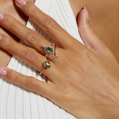 Sotiya Vintage Twist Pear Cut Green Moss Agate Wedding Bridal Ring Set Sterling Silver-Sotiya