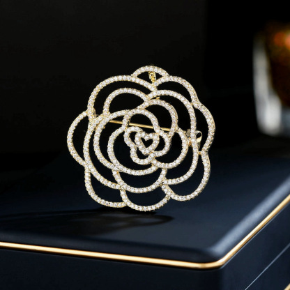 Sotiya Hollow Camellia Brooch-Sotiya