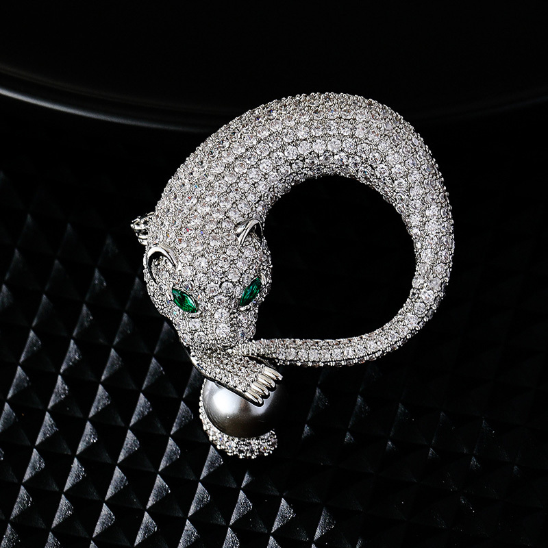 Sotiya Leopard Embrace Pearl Brooch-Sotiya