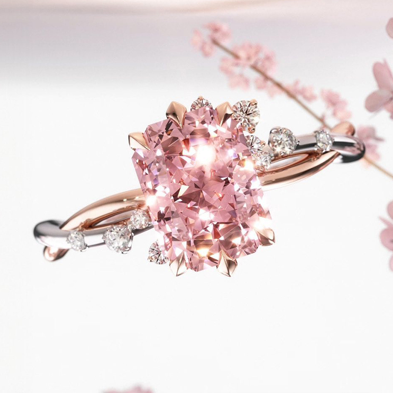 Sotiya Two Tone Twist Radiant Cut Engagement Ring Sterling Silver-Sotiya