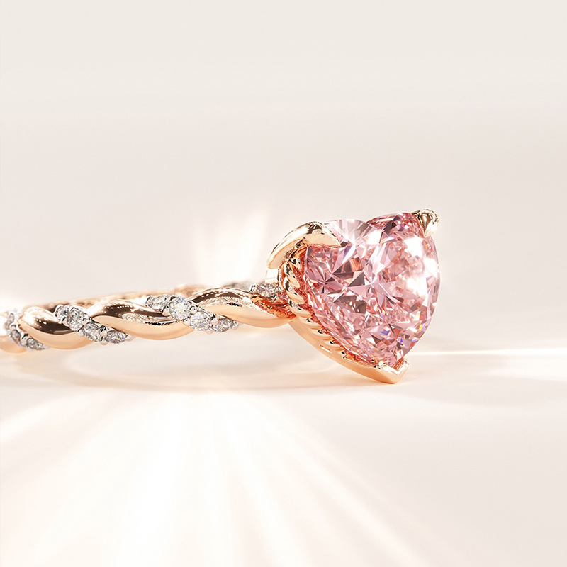 Sotiya Twist Heart Cut Pink/Coffee/White Engagement Ring Sterling Silver-Sotiya