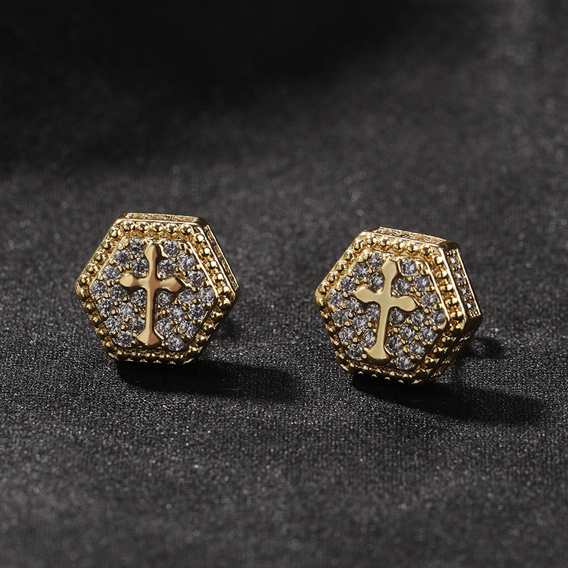 Sotiya Cross Design Faith Men's Stud Earrings-Sotiya