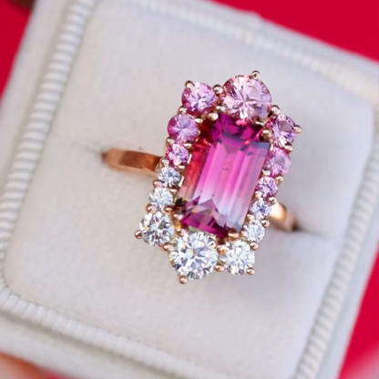 Sotiya Vintage Watermelon Emerald Cut Engagement Ring Sterling Silver-Sotiya