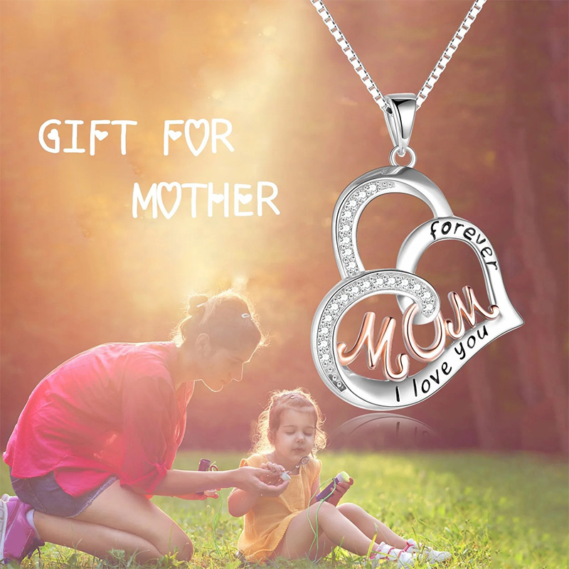 Sotiya Heart MOM Engraved Pendant Necklace Sterling Silver-Sotiya
