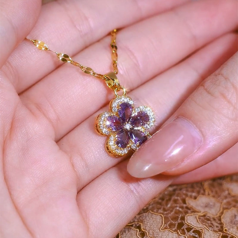 Sotiya Pear Cut Flower Halo Necklace-Sotiya