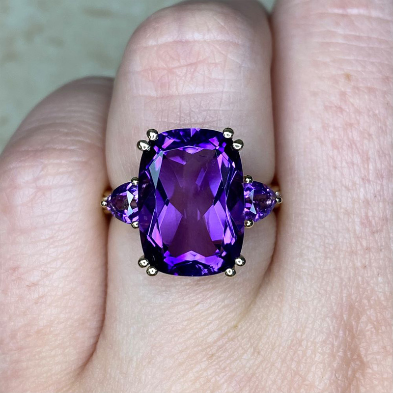 Sotiya Amethyst Three Stone Rec Cushion Cut Engagement Ring Sterling Silver-Sotiya