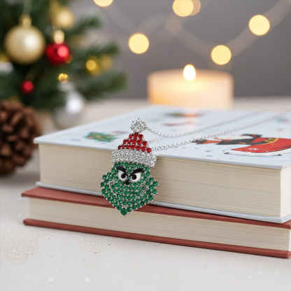Sotiya Christmas Green Monster Necklace Sterling Silver-Sotiya
