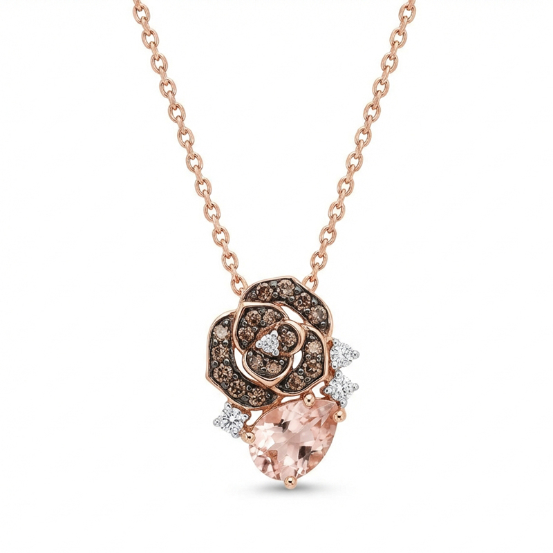 Sotiya Rose Synthetic Morganite Pear Cut Necklace Sterling Silver-Sotiya