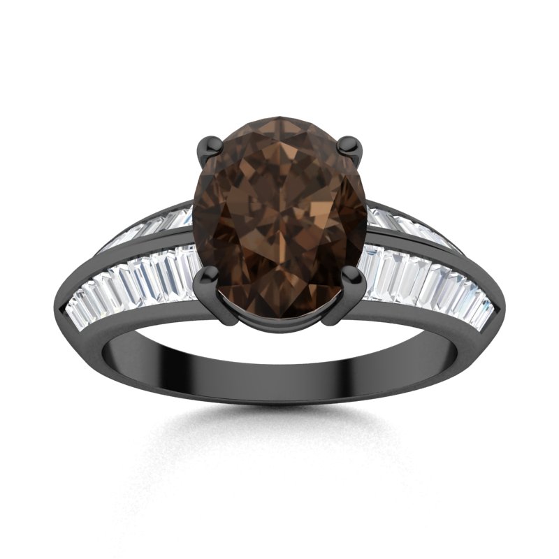 Sotiya Sidestone Coffee Oval Cut Engagement Ring Sterling Silver-Sotiya