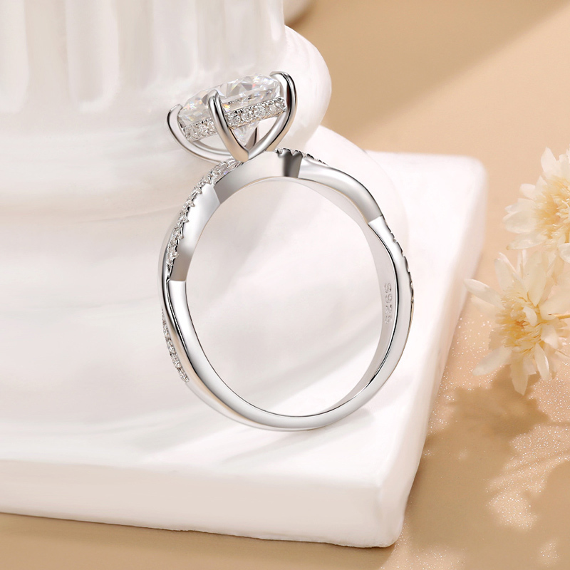 Sotiya Hidden Halo Twist Round Cut Moissanite Engagement Ring Sterling Silver-Sotiya