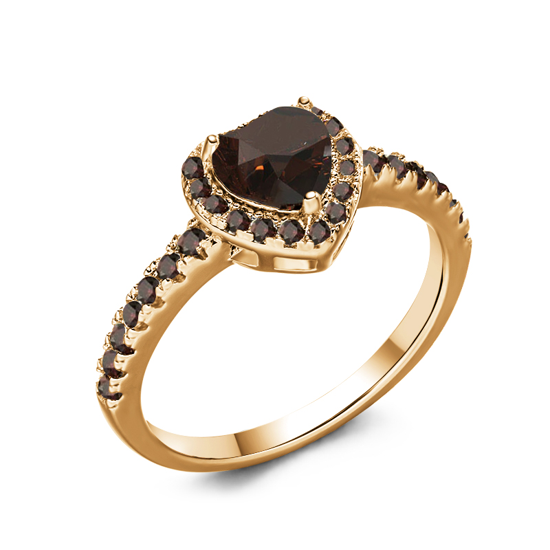 Sotiya Halo Heart Cut Coffee Engagement Ring Sterling Silver-Sotiya