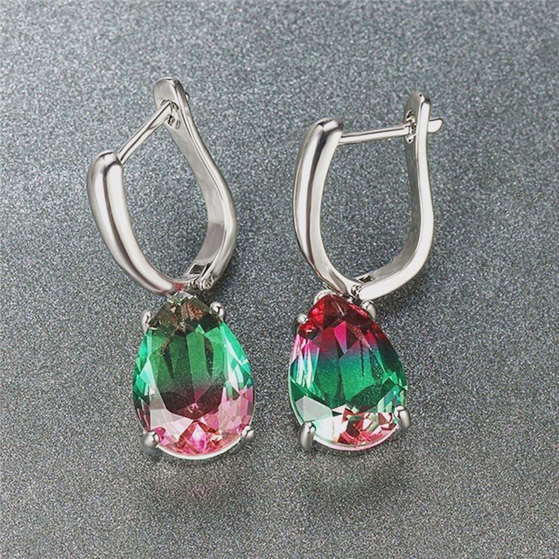 Sotiya Classic Pear Cut Watermelon Drop Earrings Sterling Silver-Sotiya