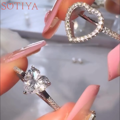 Sotiya Halo Heart Cut Wedding Bridal Ring Set Sterling Silver