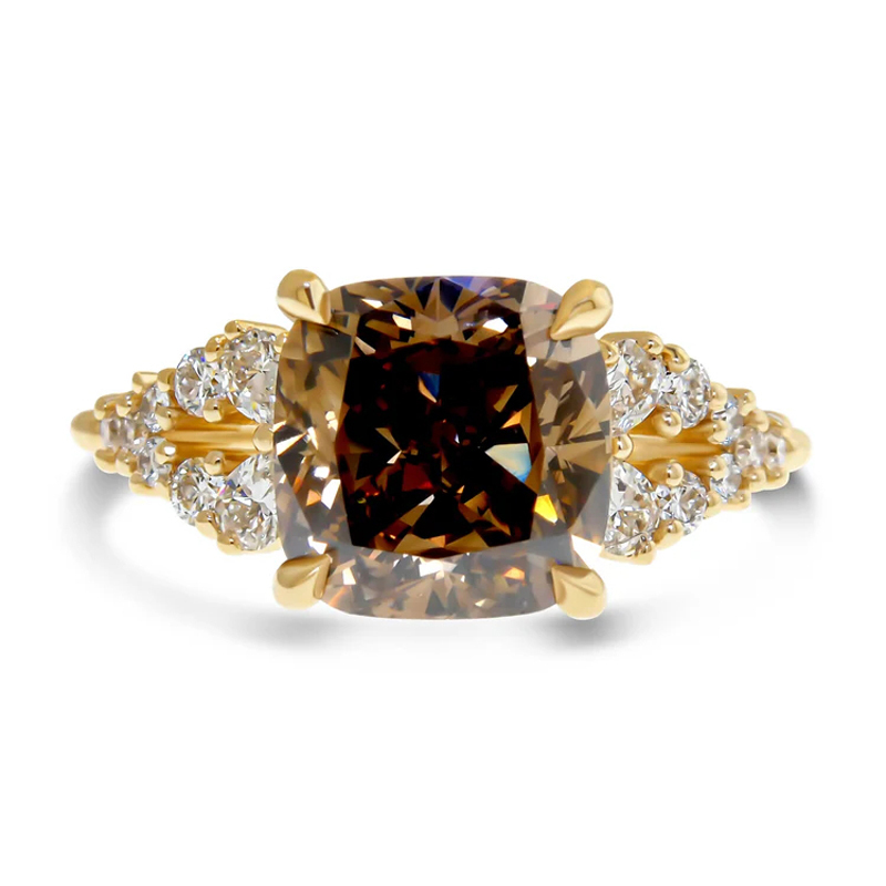 Sotiya Sidestone Coffee Cushion Cut Engagement Ring Sterling Silver-Sotiya