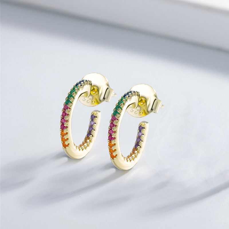 Sotiya Multi Color Rainbow Hoop Earrings Sterling Silver-Sotiya