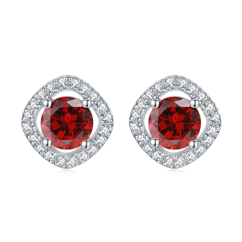 Sotiya 12 Birthstones Halo Round Cut Stud Earrings Sterling Silver-Sotiya