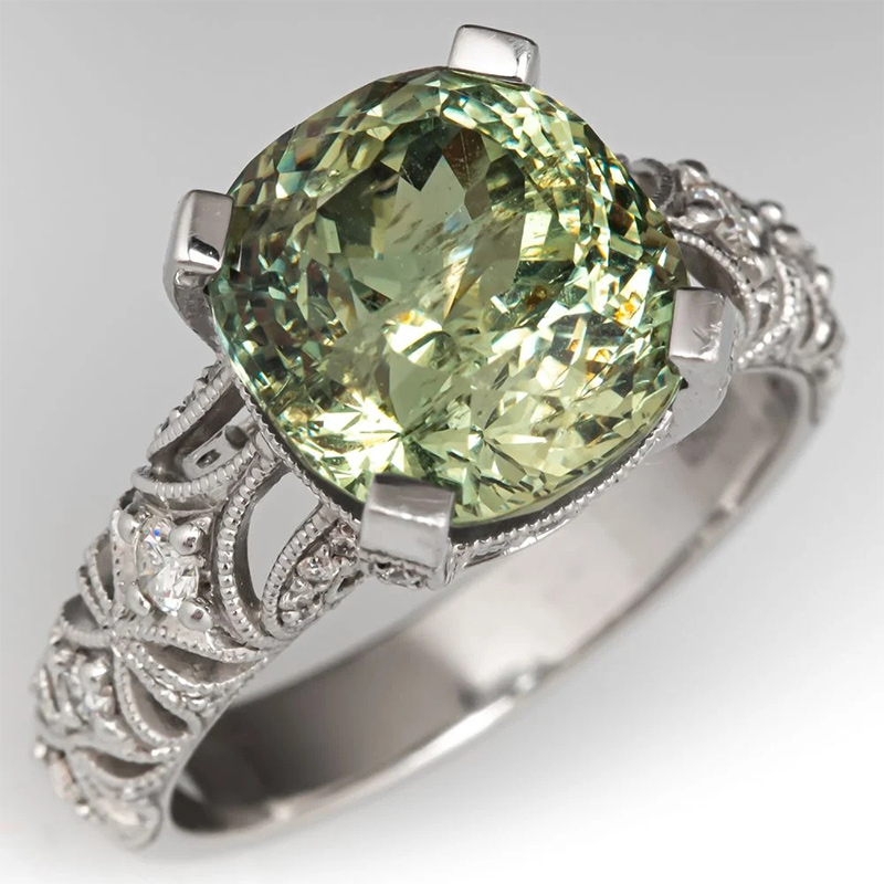 Sotiya Vintage Milgrain Cushion Cut Engagement Ring Sterling Silver-Sotiya