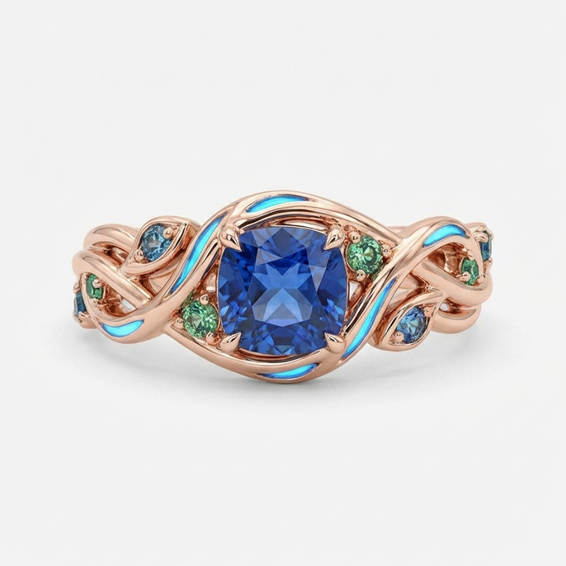 Sotiya Fluorescence Twist Cushion Cut Engagement Ring Sterling Silver-Sotiya