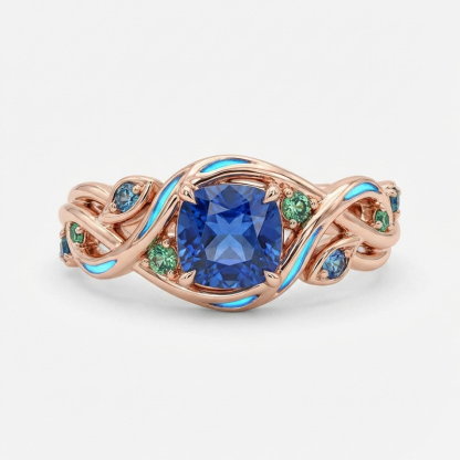 Sotiya Fluorescence Twist Cushion Cut Engagement Ring Sterling Silver-Sotiya