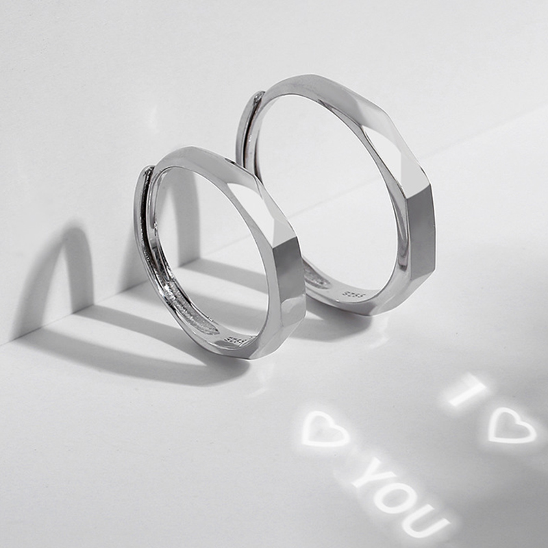 Sotiya "I Love" Secret Projection Adjustable Men's Wedding Ring Sterling Silver-Sotiya