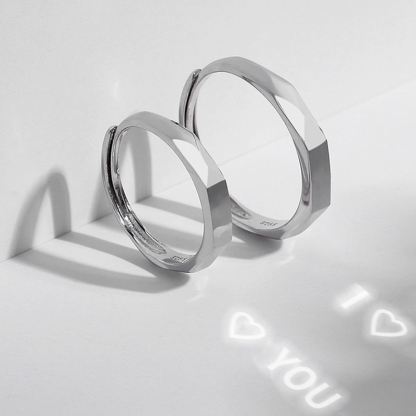 Sotiya "I Love" Secret Projection Adjustable Men's Wedding Ring Sterling Silver-Sotiya