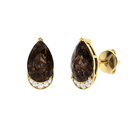 Sotiya Coffee Pear Cut Unique Halo Stud Earrings Sterling Silver-Sotiya