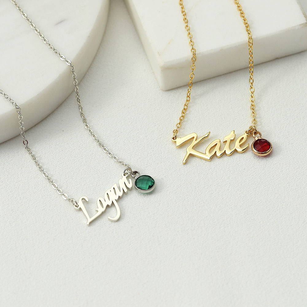 Sotiya Custom Name Birthstone Personalized Necklace Sterling Silver-Sotiya