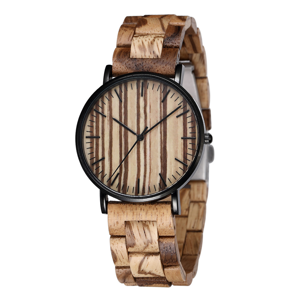 Sotiya Simple Zebrawood Sandalwood Quartz Coffee Wooden Watch-Sotiya