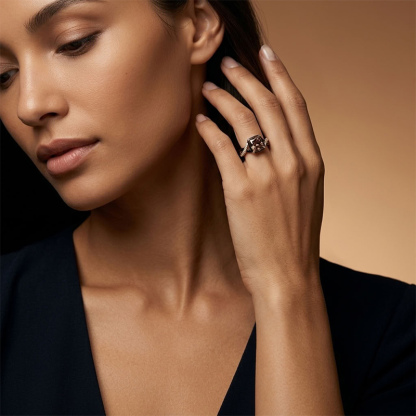Sotiya Two Tone Twist Cushion Cut Coffee Engagement Ring Sterling Silver