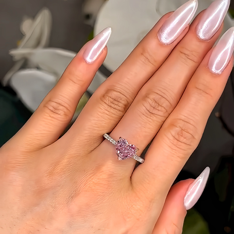 Sotiya Pink Heart Cut Engagement Ring Sterling Silver-Sotiya