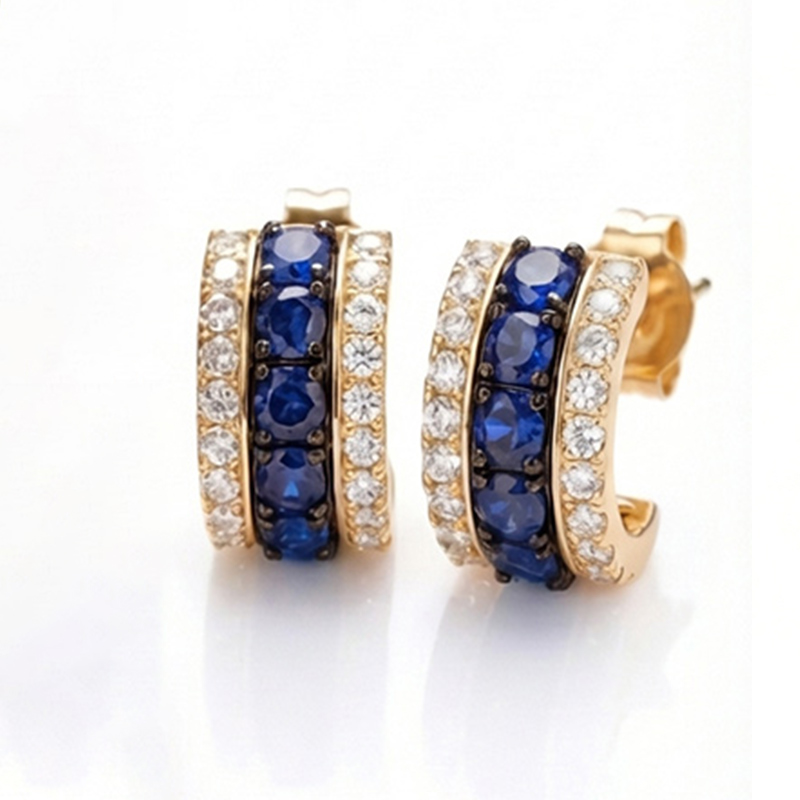 Sotiya Three-Row Round Cut Stud Earrings Sterling Silver-Sotiya