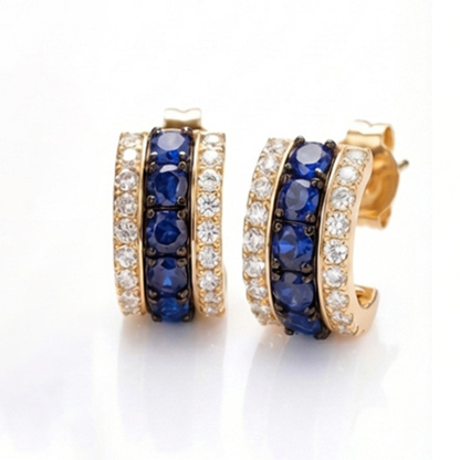 Sotiya Three-Row Round Cut Stud Earrings Sterling Silver-Sotiya