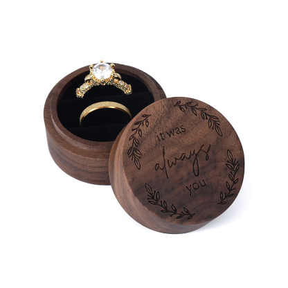 Sotiya Vintage Wooden Round Shape Two Hole Magnet Ring Box-Sotiya