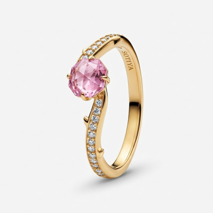 Sotiya Enchanted Rose Thorn Design Octagon Engagement Ring Sterling Silver-Sotiya