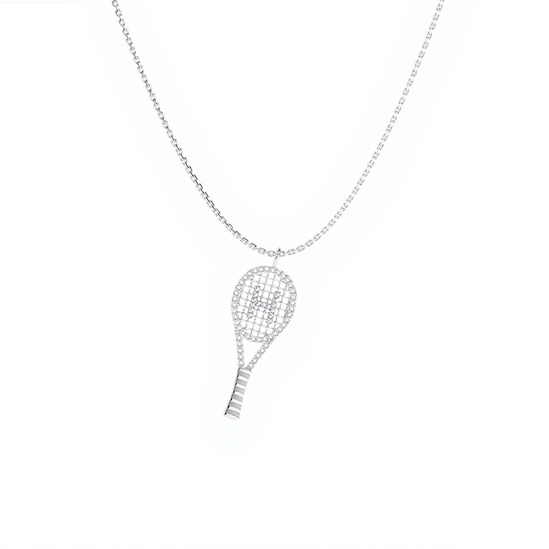 Sotiya Personalized Initial 26 Letters Tennis Racket Necklace Sterling Silver-Sotiya