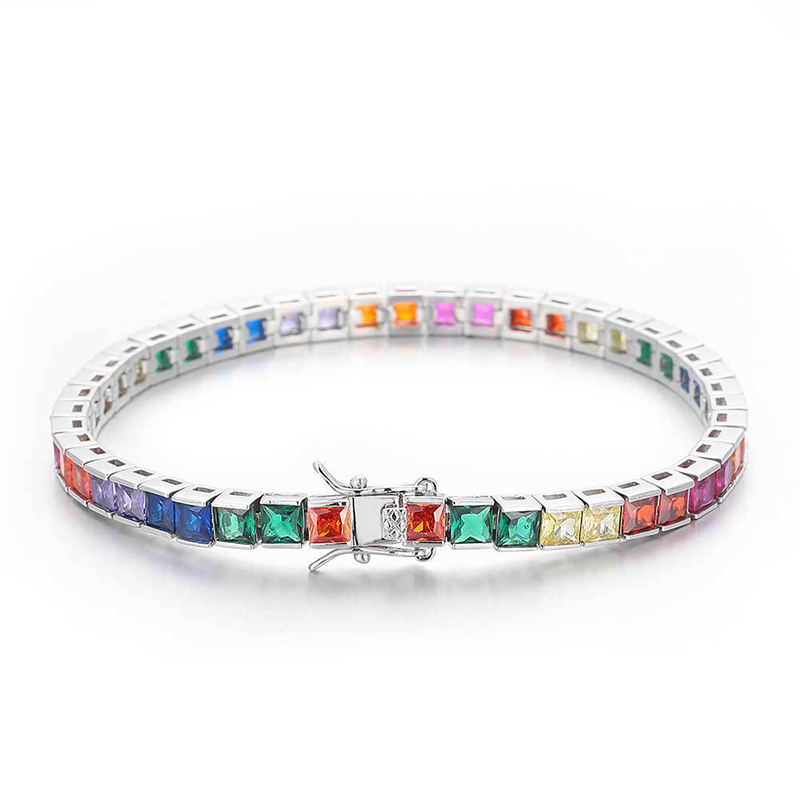 Sotiya Multi Colored Rainbow Radiant Cut Tennis Bracelet-Sotiya
