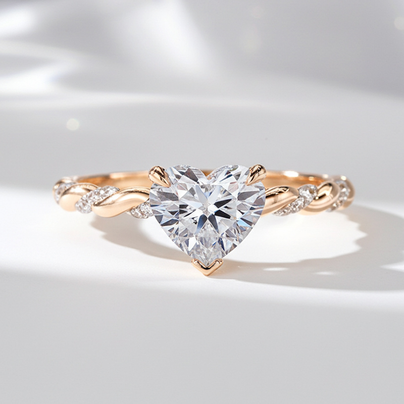 Sotiya Twist Heart Cut Pink/Coffee/White Engagement Ring Sterling Silver-Sotiya