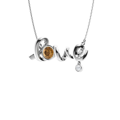 Sotiya Love Letter Round Cut Coffee Necklace Sterling Silver-Sotiya